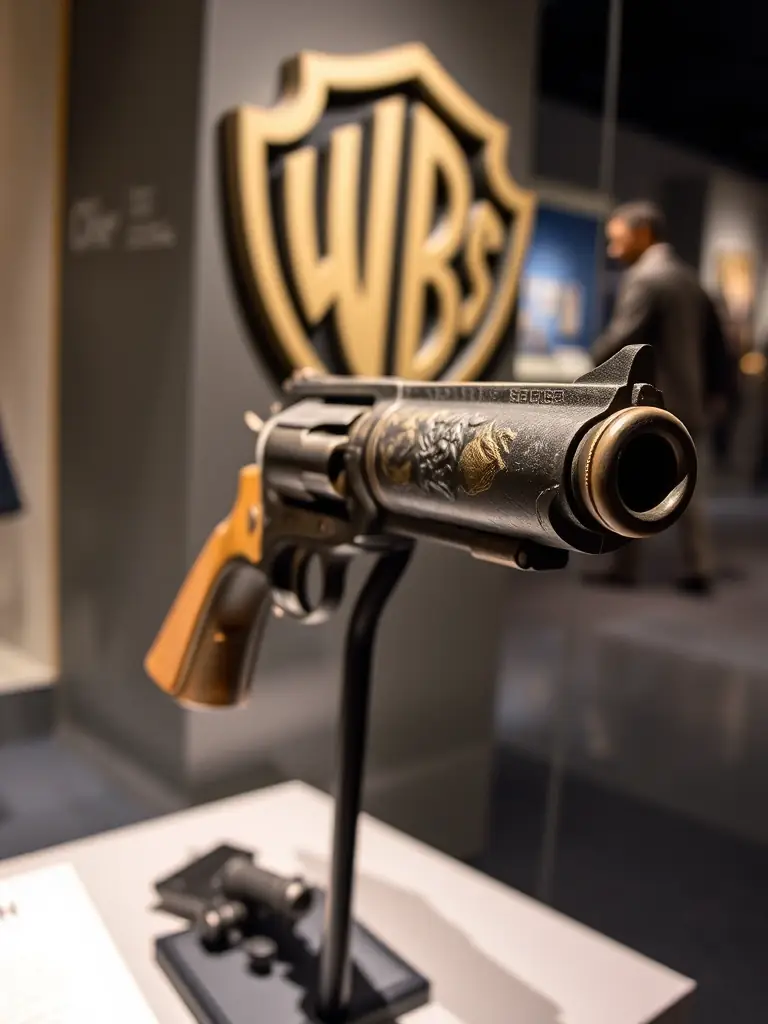 A detailed photo of a prop from a famous Warner Bros. movie, displayed in a museum exhibit, highlighting the studio's rich cinematic history.